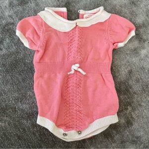 Cat & Jack Pink Knit Collard Romper - 3m